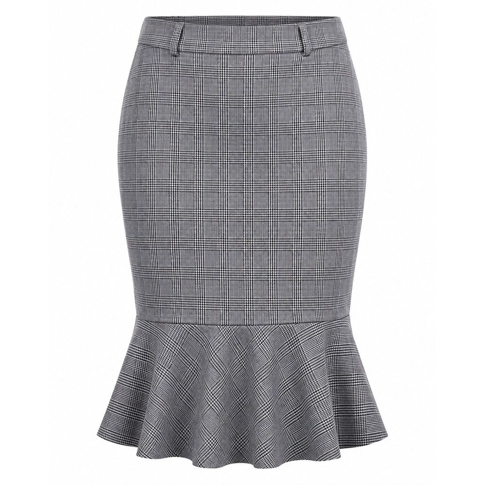 Torrid Mermaid‎ Pencil Skirt Grey Glen Plaid Ruffle plus 16 office siren Career